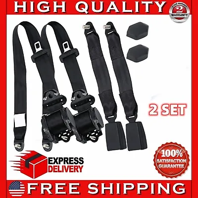 2x Retractable 3 Point Safety Seat Belt Straps Car Vehicle Adjustable Belt Kit • $39.99