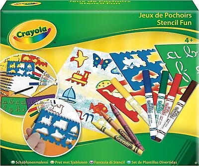 Crayola Pencils & Stencils Colouring Pack Crayon Felt Tips Kids Learning Art • £7.99