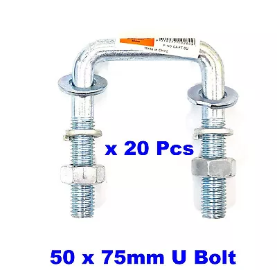 20P Pack 50x75mm U BOLT Suit 50mm Tube Frame FOR JOCKEY WHEEL M12 Nut With Wash • $79.95