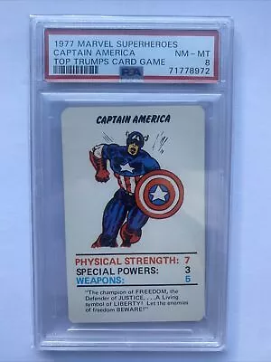 1977 Marvel Superheroes Captain America Top Trumps Card Game Psa 8 Nm-mint Pop 4 • £145