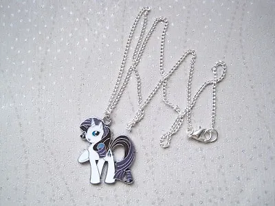 MY LITTLE PONY Rarity White Purple Unicorn Enamel SP Chain Necklace 16  17  18  • £4.99