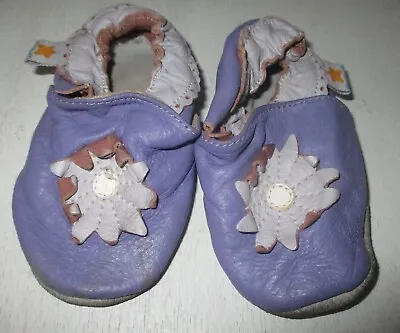 Baby Girl 6-12 Months Ministar Baby Crib Shoes White Purple Floral • $9.99