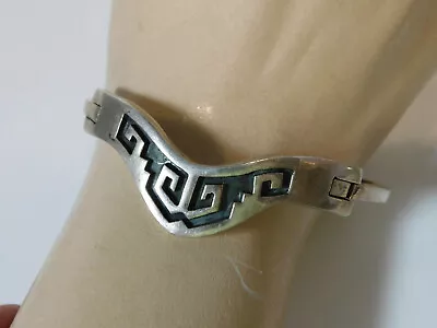 TP-120 Mexico Sterling Silver Hook Style Ethnic Design Bangle Bracelet Ci 103 • $107.99