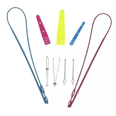 9Pcs Elastic Threader Sewing Loop Turner Hook Metal Tweezers String Threader • £5.94