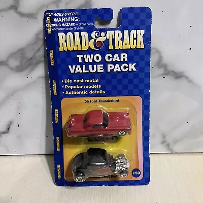 Maisto Road & Track 2 Car Value Pack Diecast 56 Ford Thunderbird 34 Ford Hot Rod • $4.95