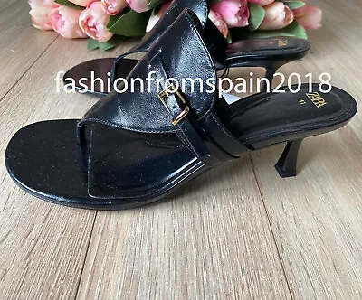 Zara New Woman Heeled Sandals With Buckle Black 35-42 3619/310 • $59.88