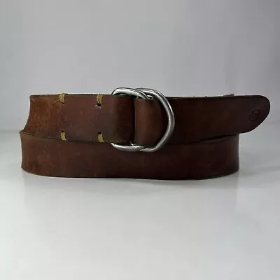 Soft Stretched Brown Genuine Leather D-Ring Buckle Belt - Womens Size 40 • $15.20