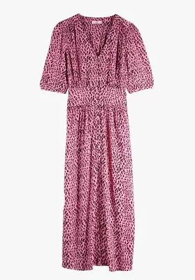 £35 • Buy Hush Poppy Tea Dress Pink Black Leopard Animal Print Midi Maxi Long Sundress 14