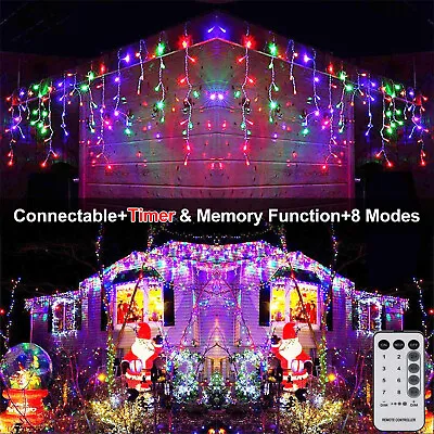 $14.99 • Buy Outdoor Christmas Lights Icicle Snowing Chaser Xmas Fairy Lights Timer & Memory
