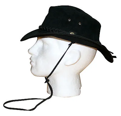 £19.99 • Buy NEW Australian Leather Bush Hat Cowboy Hat Black Waterproof Showerproof Strap