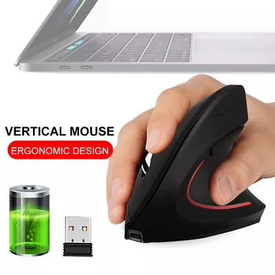 $17.99 • Buy 2.4G USB 1600DPI Wireless Mouse Vertical Ergonomic Rechargeable Laptop Optical