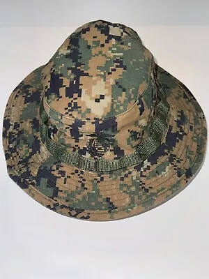 MARINES USMC MILITARY MARPAT WOODLAND FIELD COVER SUN BOONIE HAT MEDIUM Nice! • $16.99