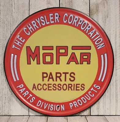 Mopar Auto Parts Large Round Tin 12  Sign Garage Mechanic Racing Repair Shop 97 • $10.97