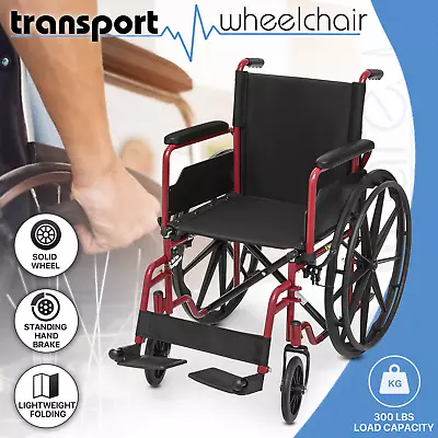 [FDA APPROVED]18 Folding Manual Wheelchair Flip Back Armrest Swing Away Footrest • $144.99