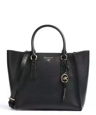 Michael Kors Kris Medium Black Leather Satchel Shoulder Handbag • $148