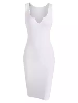 Zaful Plain V-notched Collar Slinky Dress White Size Large • £13.12