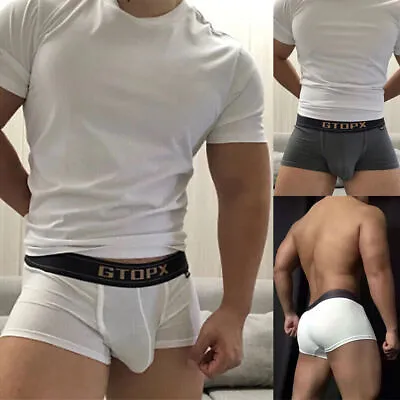 Sexy Men's Long Bulge Penis Pouch Underwear Boxer Shorts Breathable Underpants • £6.47