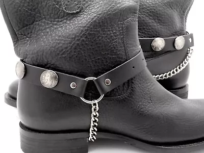 Boot Straps W Chain Buckle American Indian Leather Biker PAIR Women's Men's • $24.27