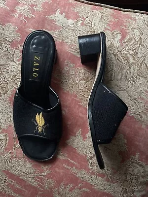 $150 • Buy Vintage Black Zalo Bee Mules Womens Size 7