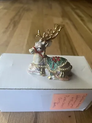 $5 • Buy Christmas Reindeer Bejeweled Trinket Box VHTF Great Condition