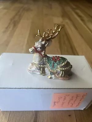 $5 • Buy Christmas Reindeer Bejeweled Trinket Box VHTF Great Condition