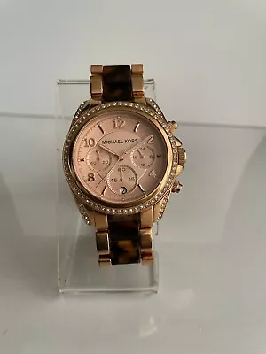 Michael Kors Mk5859 Women's Blair Chrono Date Rose Gold-tone/tortoise Watch  • $129