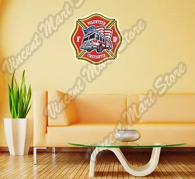 Firefighter Fire Department Volunteer Truck Wall Sticker Room Interior Decor 22  • $19.99