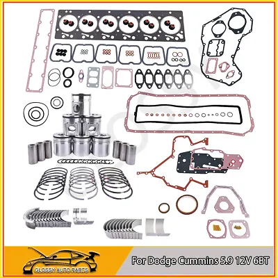 For Dodge Cummins 5.9 12V 6BT 1994-1998 Full Rebuild Kit STD Bowl Piston 3928673 • $292