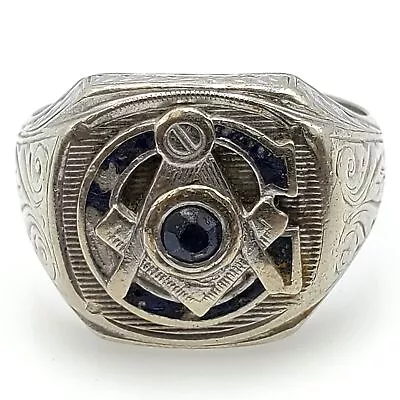 Masonic 14k Gold Topaz Carved Signet Ring Sz 11 | 1in 15.62g • $221.50