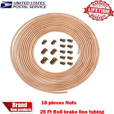 Copper Nickel Brake Line Tubing Kit 3/16 OD 25 Ft Coil Roll All Size Fittings ) • $14.39