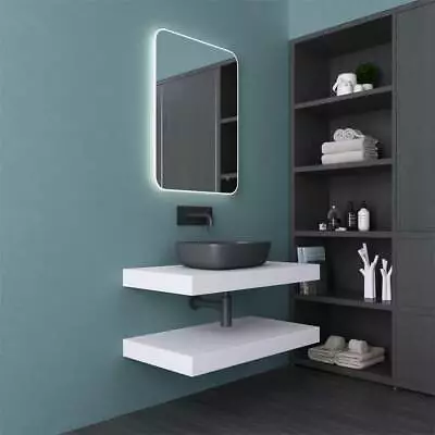 Designed Basin Shelves Vanity Stone Resin Beautiful White In Multiple Sizes • £119.89