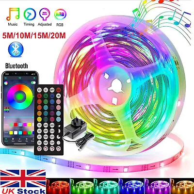 LED Strip Lights 5050 RGB Colour Changing Cabinet TV Bluetooth Music Controller • £1.89