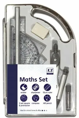 £3.69 • Buy  Maths Set Geometry Set 9 Piece Stationery Set Compass Protractor 