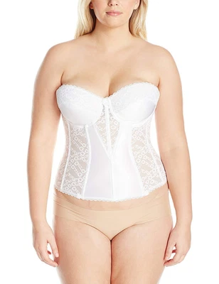 $32 • Buy Va Bien WHITE Lacy Strapless Bustier, US 40D
