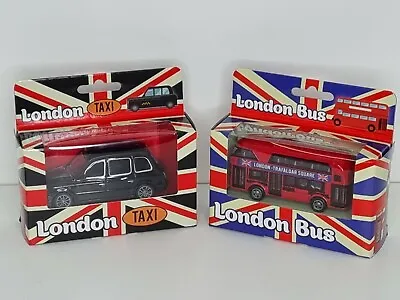 £9.99 • Buy Red London Double Decker Bus & TAXI BLACK Model Car Toy Souvenir / GIFT  