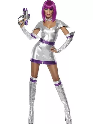 £42.45 • Buy Womens Space Cadet Fancy Dress Costume Ladies Sexy Fever Sci-fi Silver Outfit