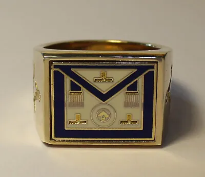 Masonic Royal Blue Apron Ring 9ct Gold Dipped – Mens 20g • £95.59