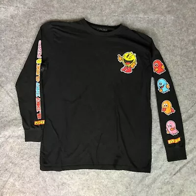 Pac Man Mens Shirt Large Black Long Sleeve Tee Graphic Arcade Video Game Top • $18.98