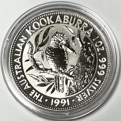 AUSTRALIA - Kookaburra - $5 - Five Dollars - 1991 - 1oz. .999 Fine Silver • $45