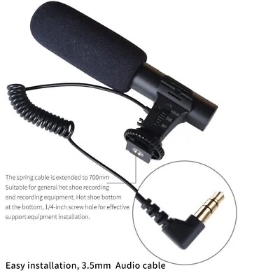 3.5mm External Interview Video Recording Camera Microphone 4 Nikon Canon DSLR DV • £13.99