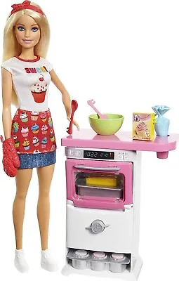 Barbie Bakery Chef Doll & Playset Toy Oven With 'Timer' Sound Rising... • $27.43