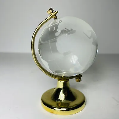 Vintage Glass World Globe Planet Earth Axis Spinner Miniature 3” T • $15.95
