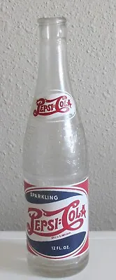 Vintage Swirl Pepsi Cola 12 Oz  Soda Bottle With Red And Blue Label Empty • $25