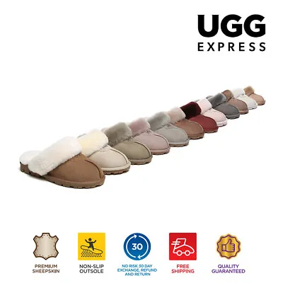 AUSTRALIAN SHEPHERD® UGG Slippers Women Men Sheepskin Wool Nonslip Sole Waffle • $69