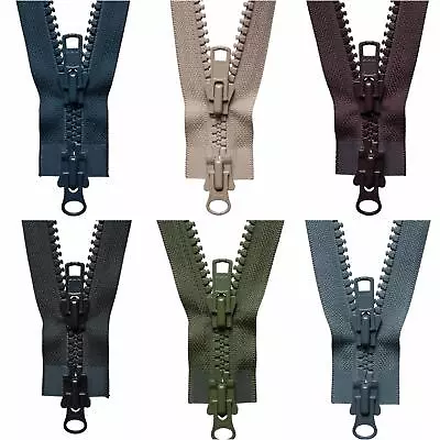 YKK Heavy Duty Two Way Open End Plastic Zip #8 Weight Zipper Chain 6 Cols 4 Size • £8.83