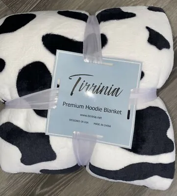 Cow Print Black White Cuddle Hoodie Teens Adults Hooded Blanket Tirrinia New  • £35.99