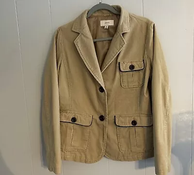 Merona Ladies Cordory Camel Color Jacket  Wood Buttons Brown Trim Size Med • $22