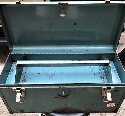 Western Auto Supply Wizard 4H4880 Steel Tool Box W/Tray  Blue Green  USA • $68
