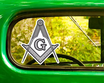 2 MASON COMPASS LOGO DECALs Sticker Bogo For Car Bumper   • $3.95