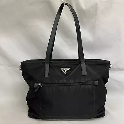 Auth Prada Shoulder Tote Bag Plain Black BR4842 Nylon From Japan 230428 • $126.47